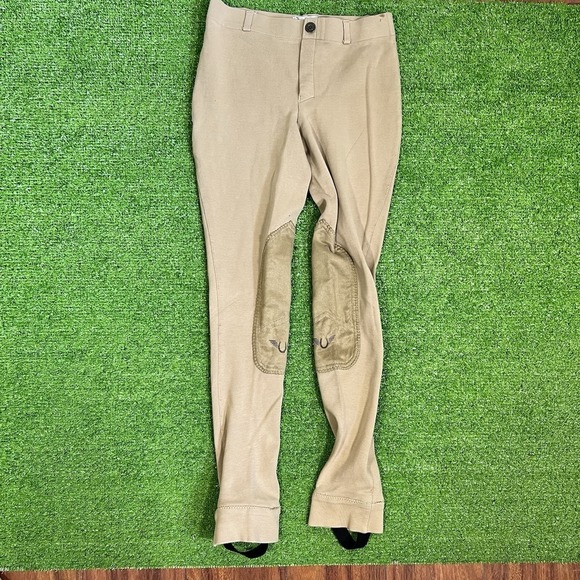 Tuff Rider Youth Equestrian Riding Tights SZ 14 Breeches (3) Khaki Riding Pants - Picture 16 of 16